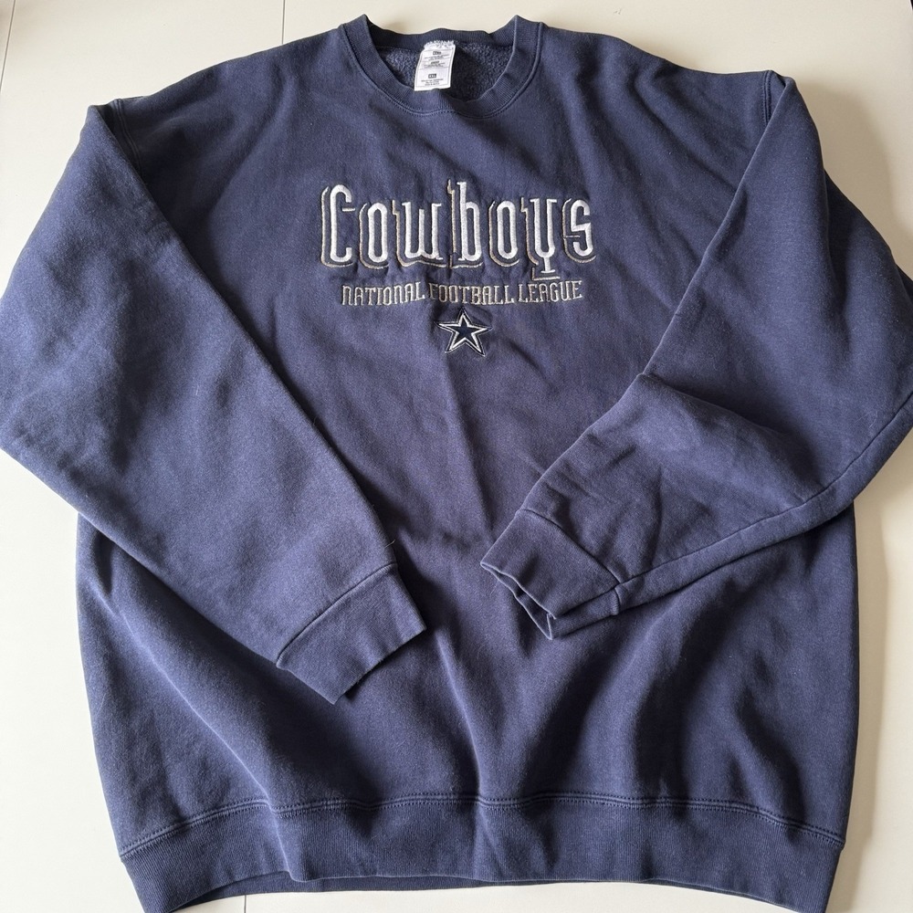 VTG‎ Dallas Cowboys Navy Blue Embroidered Crewneck Sweatshirt Unisex Size XXL